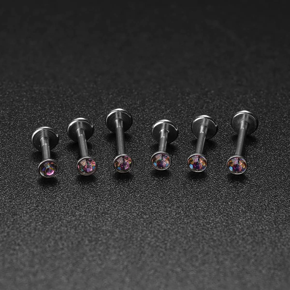 20G 18G 16G Threadless Push in Lip Ring Stainless Steel 3mm Clear CZ Stud Top 6mm 8mm 10mm Labret Tragus Nose Cartilage Daith Stud Earring Flat Back Monroe Piercing Jewelry for Women Men
