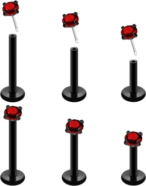 20G 18G 16G Threadless Push in Lip Ring Stainless Steel 3mm Clear CZ Stud Top 6mm 8mm 10mm Labret Tragus Nose Cartilage Daith Stud Earring Flat Back Monroe Piercing Jewelry for Women Men