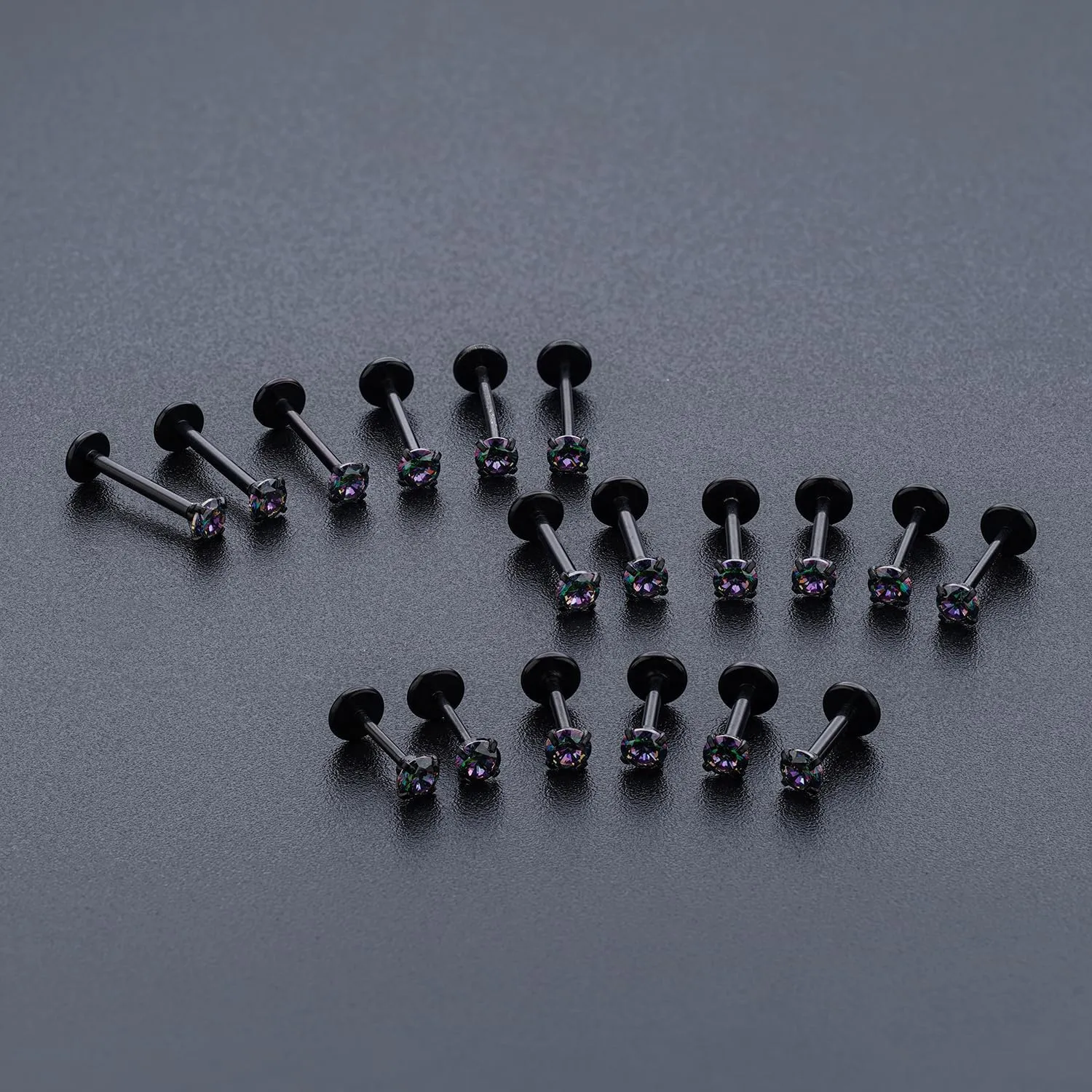 20G 18G 16G Threadless Push in Lip Ring Stainless Steel 3mm Clear CZ Stud Top 6mm 8mm 10mm Labret Tragus Nose Cartilage Daith Stud Earring Flat Back Monroe Piercing Jewelry for Women Men