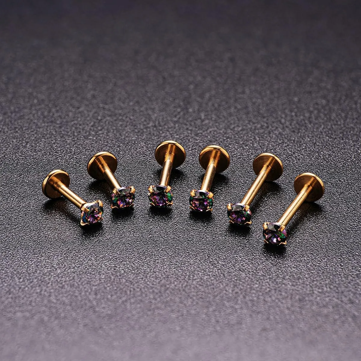 20G 18G 16G Threadless Push in Lip Ring Stainless Steel 3mm Clear CZ Stud Top 6mm 8mm 10mm Labret Tragus Nose Cartilage Daith Stud Earring Flat Back Monroe Piercing Jewelry for Women Men