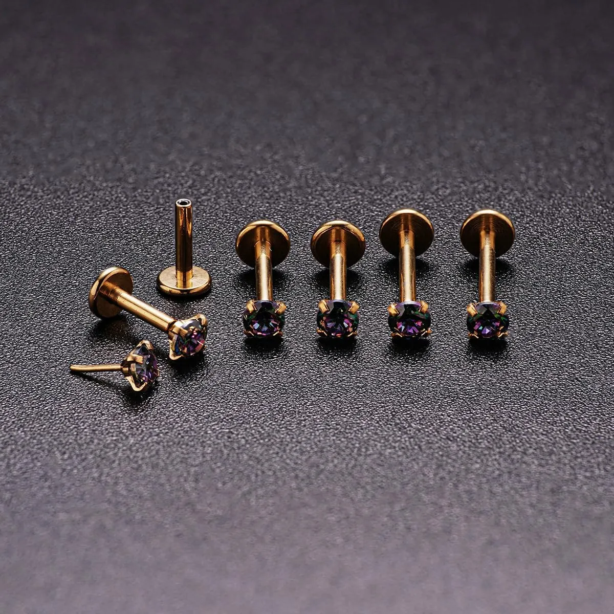 20G 18G 16G Threadless Push in Lip Ring Stainless Steel 3mm Clear CZ Stud Top 6mm 8mm 10mm Labret Tragus Nose Cartilage Daith Stud Earring Flat Back Monroe Piercing Jewelry for Women Men