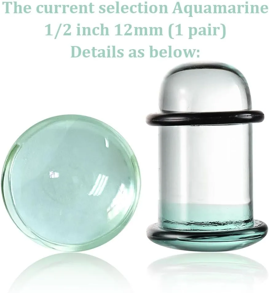 24 PCS/14PCS/10 PCS Glass Ear Gauges Stretching Kit Short Taper Expander, 14G-00G Comfy Dead Stretching Plugs with Rubber Rings, Crazy Domed Body Piercing Jewelry Set