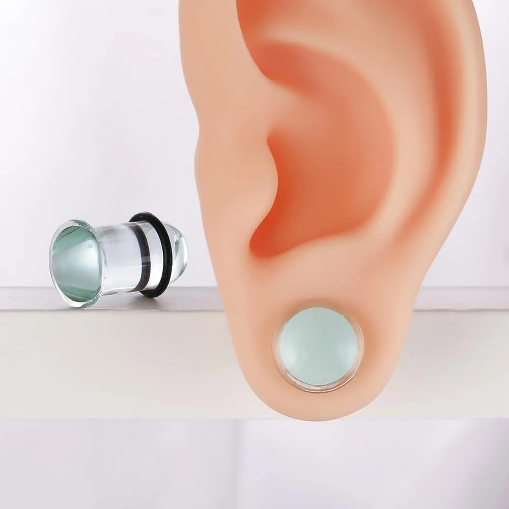 24 PCS/14PCS/10 PCS Glass Ear Gauges Stretching Kit Short Taper Expander, 14G-00G Comfy Dead Stretching Plugs with Rubber Rings, Crazy Domed Body Piercing Jewelry Set
