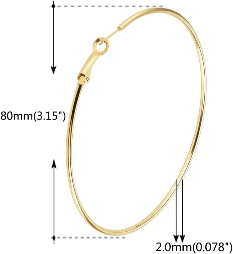 3 Pairs Big Hoop Earrings for Women, 14K Gold Plated Rose Gold Plated Silver Stainless Steel Large Hoops Set for Women
