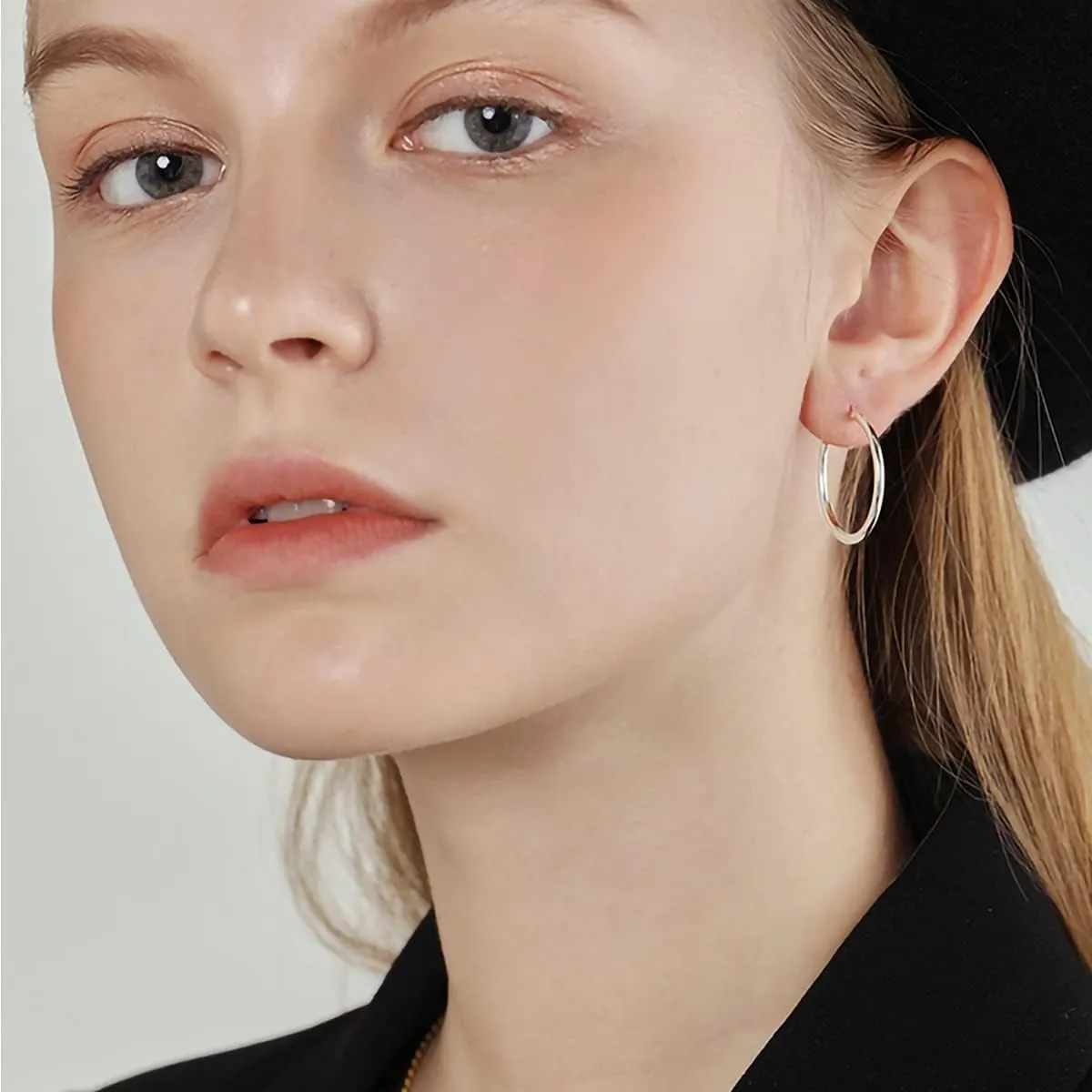 3 Pairs Big Hoop Earrings for Women, 14K Gold Plated Rose Gold Plated Silver Stainless Steel Large Hoops Set for Women