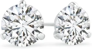 3 Prong Martini-Set Lab Grown Diamond Stud Earrings in 14k Solid Gold/Silver (1/2 cttw, H Color, SI2 Clarity)