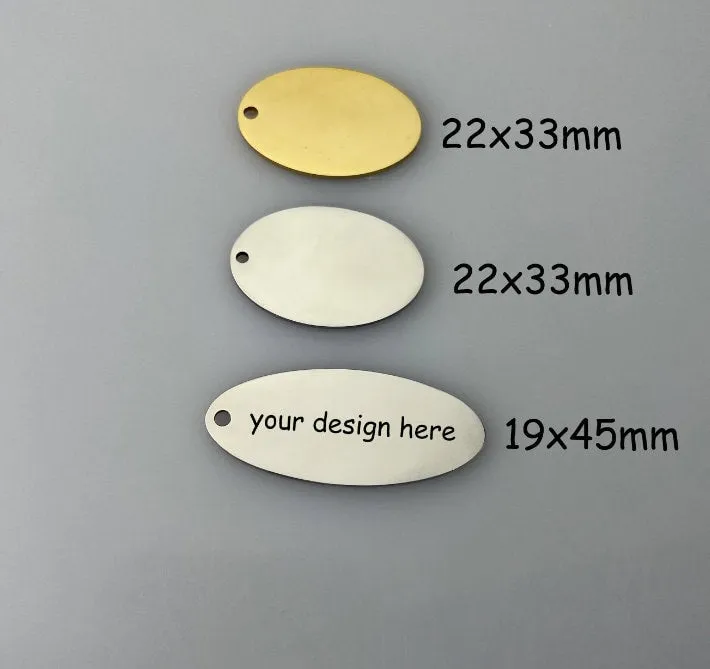 30 Personalized Charm, Jewelry Making Gold Silver Custom Charm, Oval Stainless Steel Logo Charm Beads, Laser Engraved Beads For Bracelets