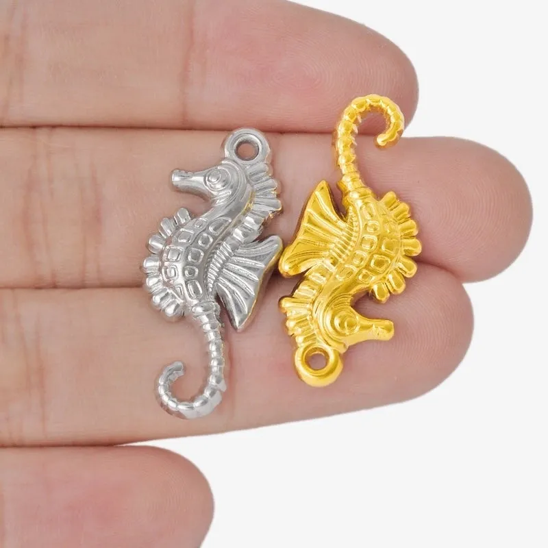304 Stainless Steel  Ocean Series Seahorse Pendant Pendant DIY Necklace Ornament Handmade Jewelry Accessories Ornament Accessories In Stock