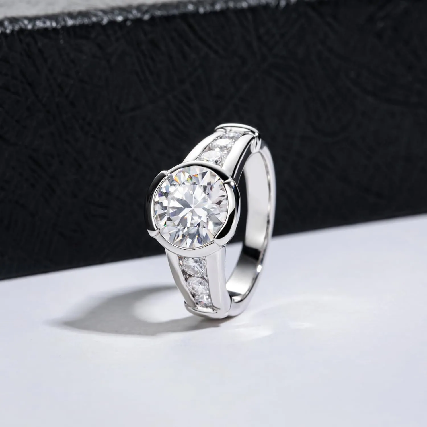3CT/4CT Moissanite Engagement Ring Bezel/Channel/Prong/Setting Promise Ring 925 Sterling Silver Round Cut D Color VVS1 Lab Created Diamond Wedding Bands for Women Men