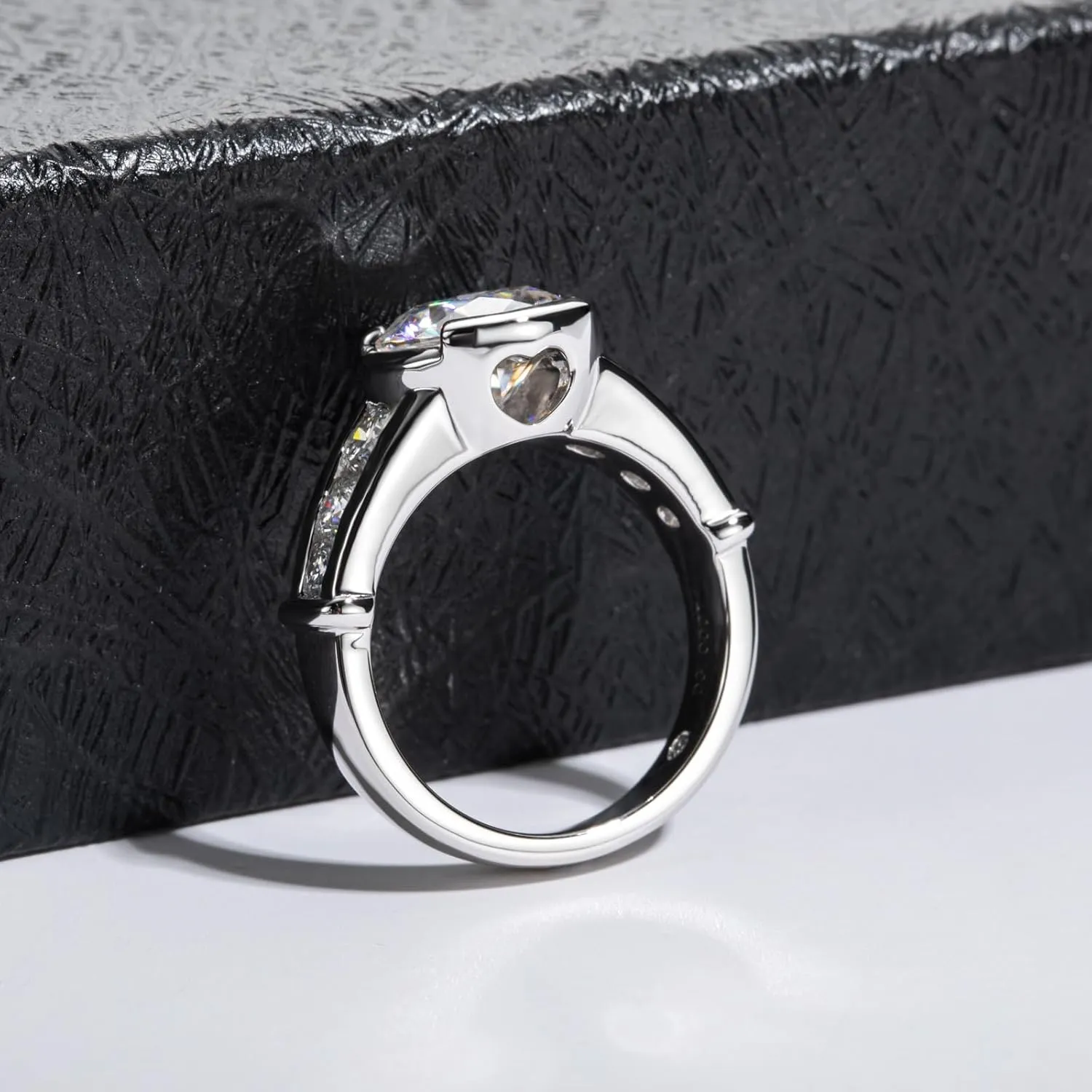 3CT/4CT Moissanite Engagement Ring Bezel/Channel/Prong/Setting Promise Ring 925 Sterling Silver Round Cut D Color VVS1 Lab Created Diamond Wedding Bands for Women Men