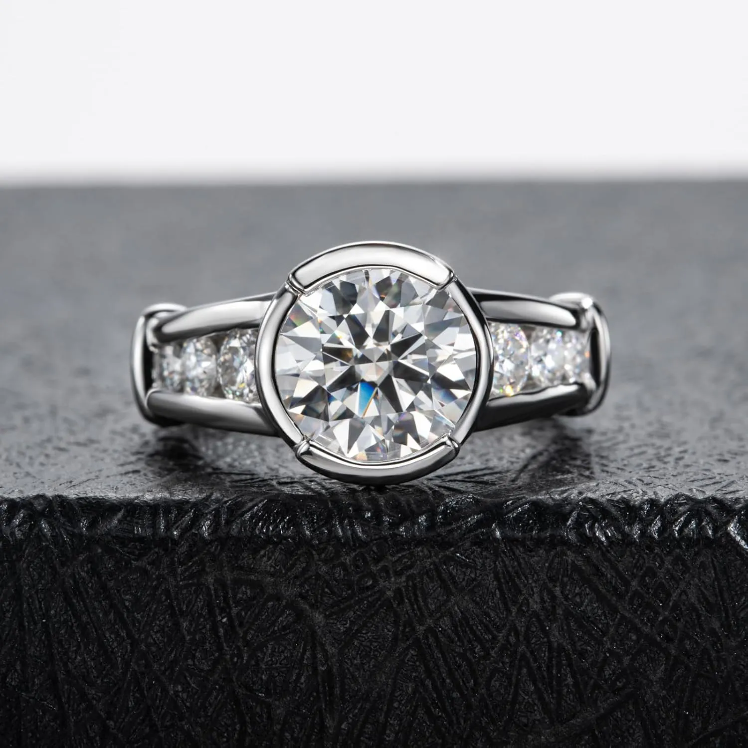 3CT/4CT Moissanite Engagement Ring Bezel/Channel/Prong/Setting Promise Ring 925 Sterling Silver Round Cut D Color VVS1 Lab Created Diamond Wedding Bands for Women Men
