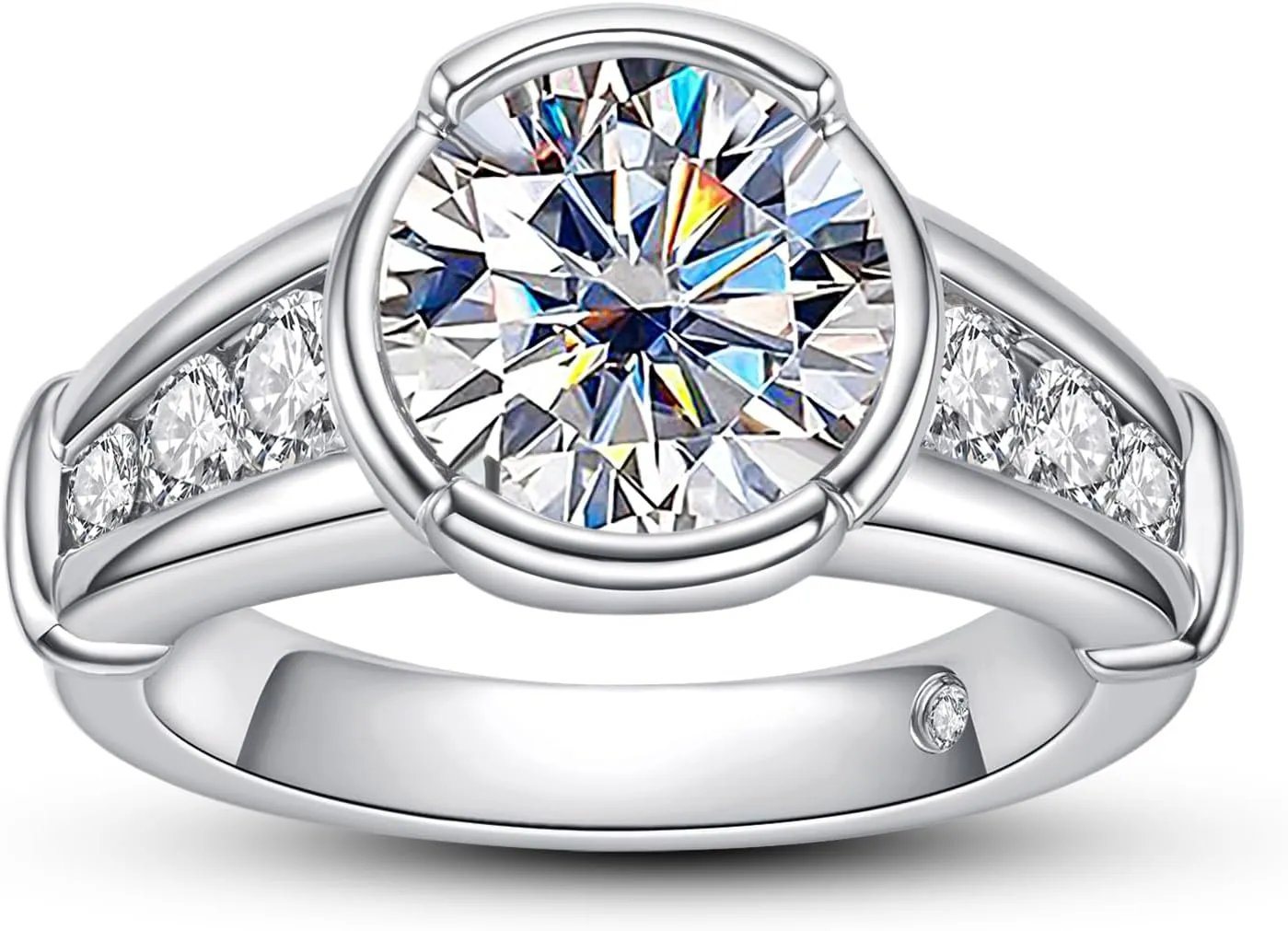 3CT/4CT Moissanite Engagement Ring Bezel/Channel/Prong/Setting Promise Ring 925 Sterling Silver Round Cut D Color VVS1 Lab Created Diamond Wedding Bands for Women Men