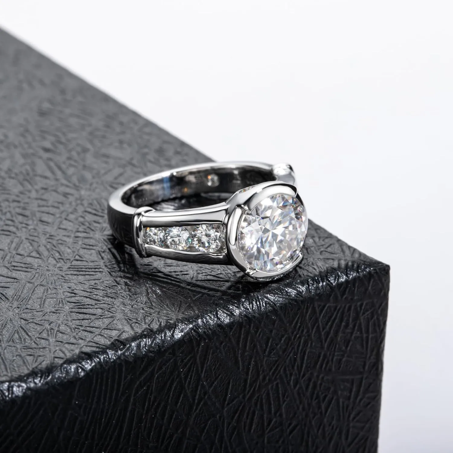 3CT/4CT Moissanite Engagement Ring Bezel/Channel/Prong/Setting Promise Ring 925 Sterling Silver Round Cut D Color VVS1 Lab Created Diamond Wedding Bands for Women Men