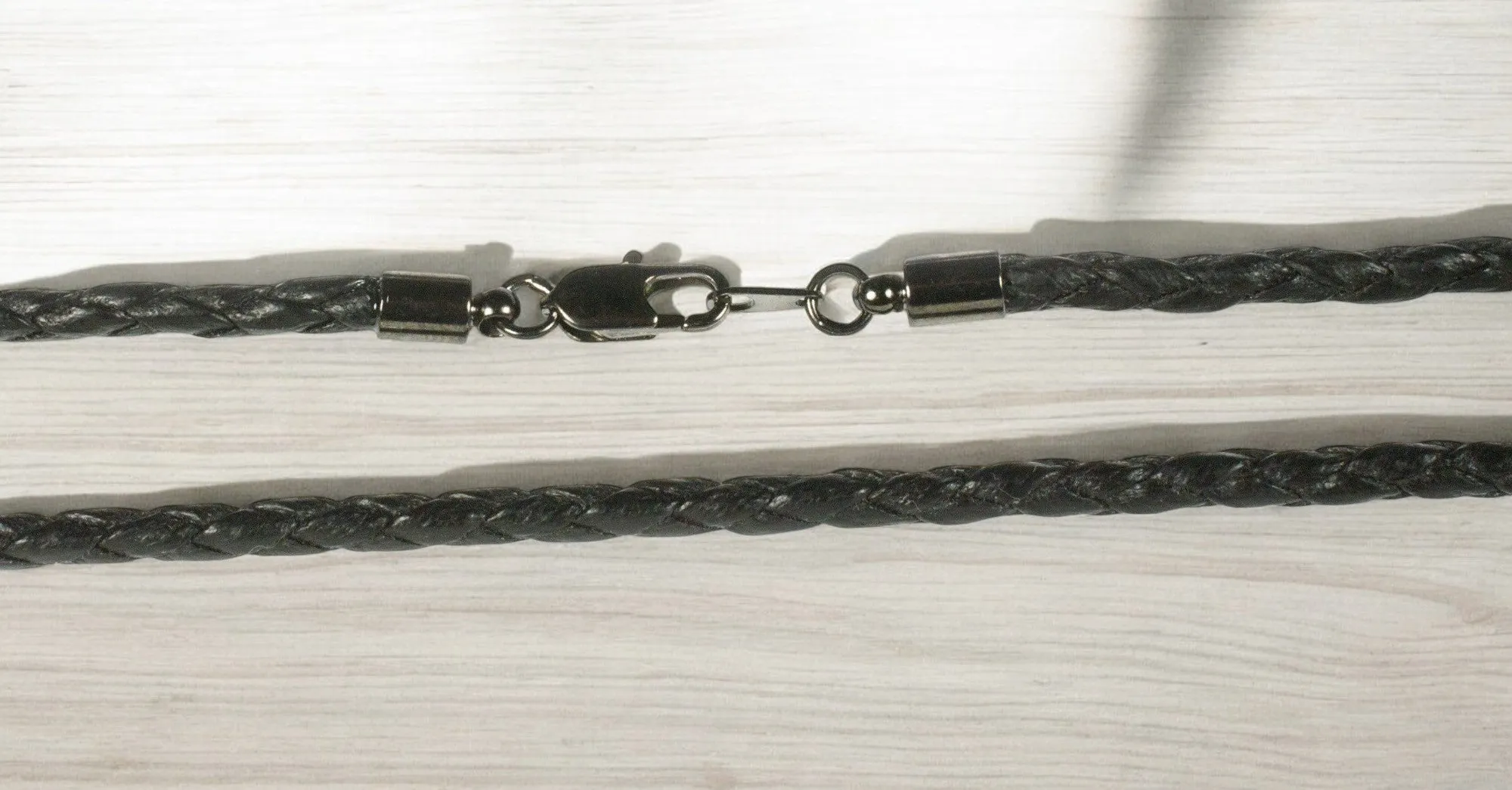 3mm Black Smooth Cotton Cord with Hematite Finish Ends