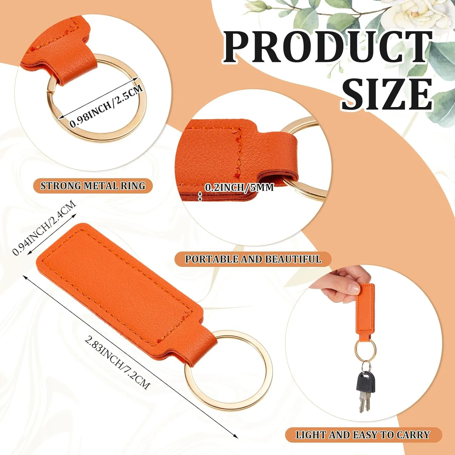 48 Pcs Leather Keychains Blank Bulk PU Leather Sublimation Key Chains Gift for Birthday Mother's Day Father's Day