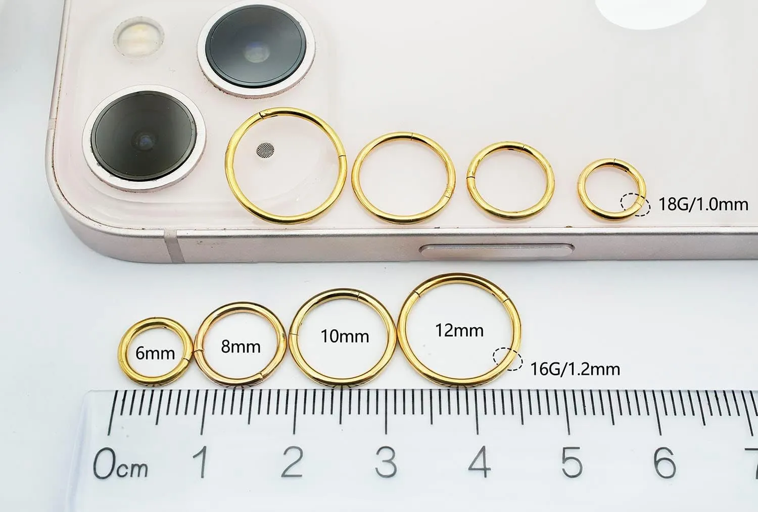 4Pair 8Pcs 16G/18G set Surgical Stainless Steel Septum Hinged Clicker Segment Nose Rings Hoop Helix Cartilage Daith Tragus Sleeper Earrings Body Piercing for Women Men 6mm 8mm 10mm 12mm
