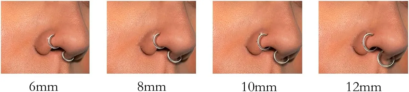 4Pair 8Pcs 16G/18G set Surgical Stainless Steel Septum Hinged Clicker Segment Nose Rings Hoop Helix Cartilage Daith Tragus Sleeper Earrings Body Piercing for Women Men 6mm 8mm 10mm 12mm