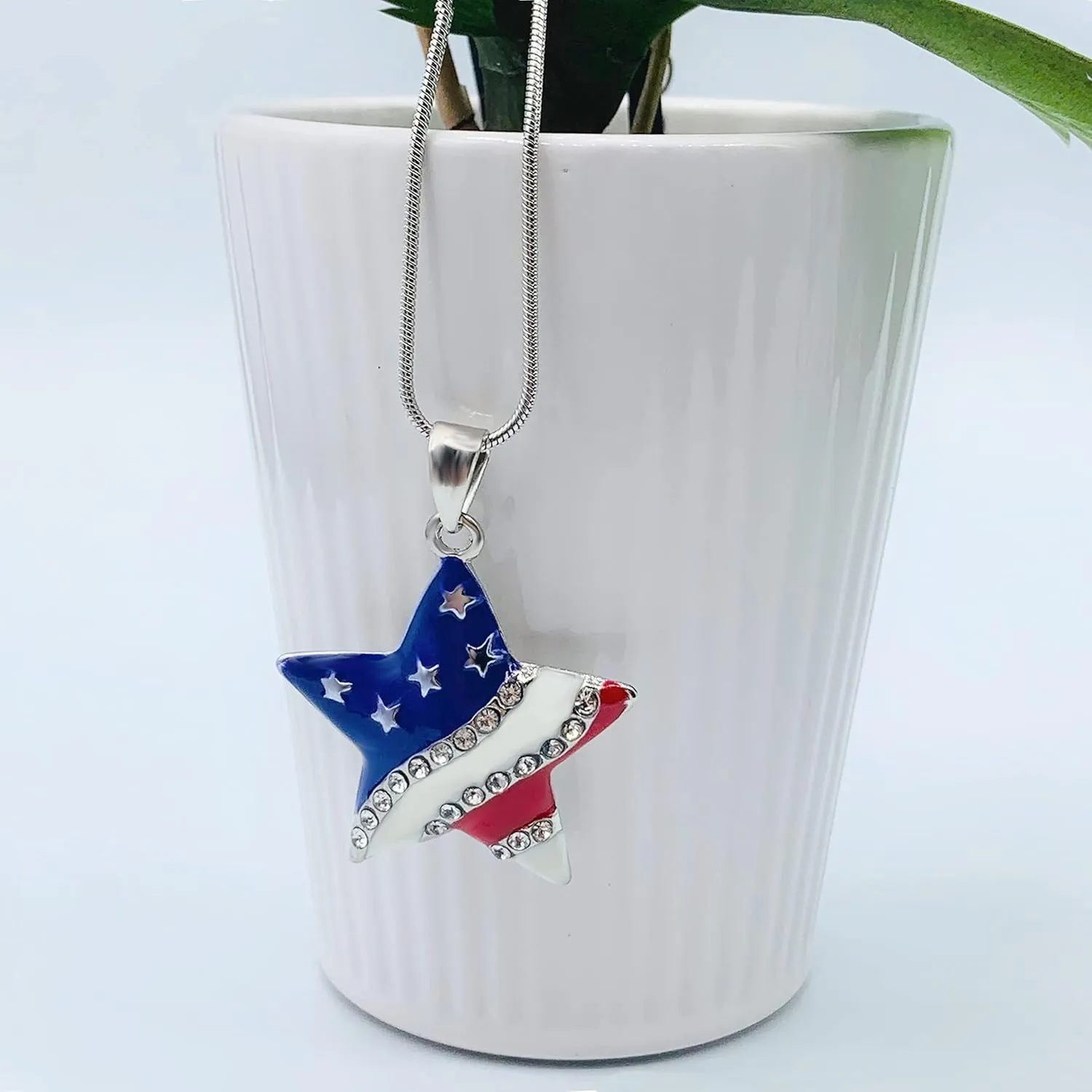 4th of July Earrings for Women - Fourth July Accessories - Red White Blue Necklace - Stars Stripes
