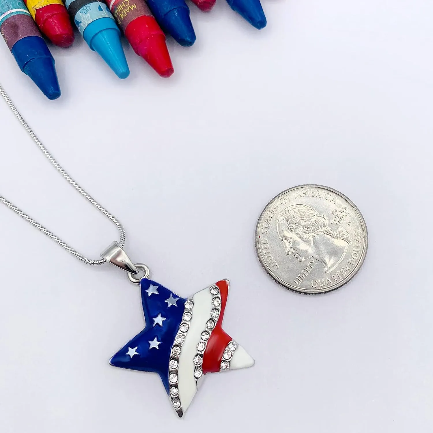 4th of July Earrings for Women - Fourth July Accessories - Red White Blue Necklace - Stars Stripes