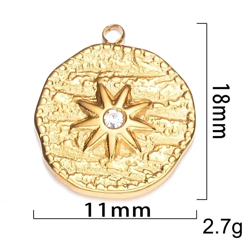 5 PCS/Package 11*18mm 13 * 20mm 17 * 21mm 304 Stainless Steel Zircon Geometric Heart Shape Sandblasted Polished Pendant