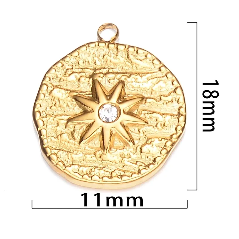 5 PCS/Package 11*18mm 13 * 20mm 17 * 21mm 304 Stainless Steel Zircon Geometric Heart Shape Sandblasted Polished Pendant