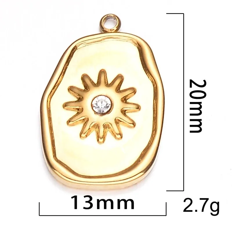 5 PCS/Package 11*18mm 13 * 20mm 17 * 21mm 304 Stainless Steel Zircon Geometric Heart Shape Sandblasted Polished Pendant