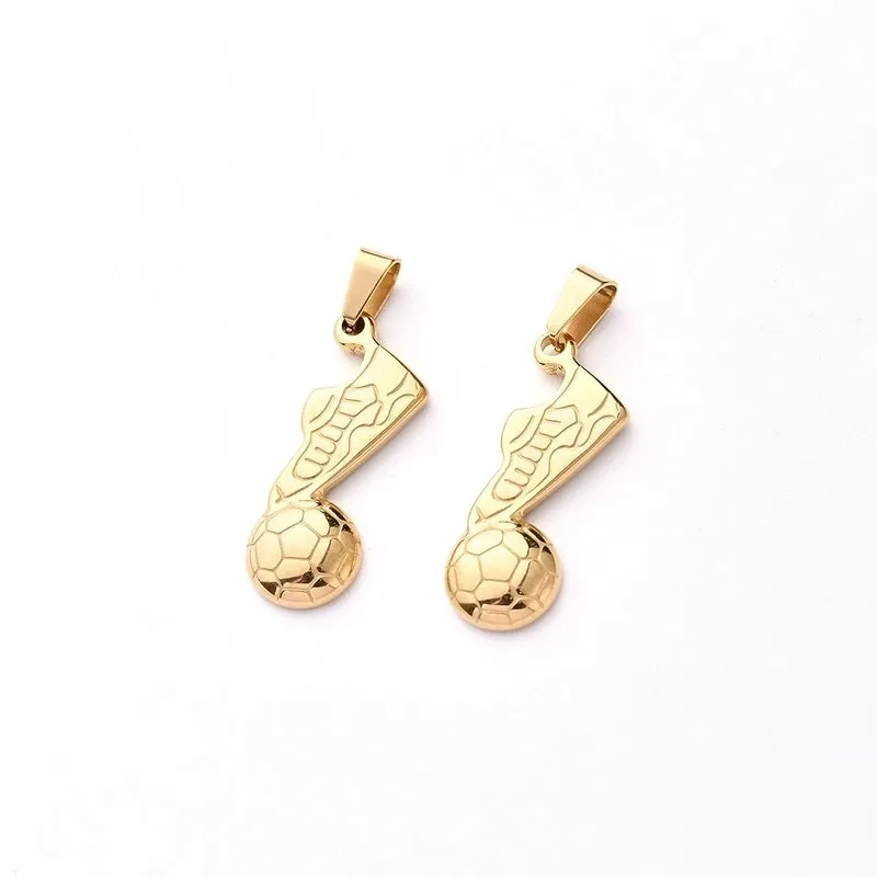 5 PCS/Package 18x15mm 30x10mm 3.5x6mm 3x5mm 304 Stainless Steel Gold Plated Earth Football Polished Pendant