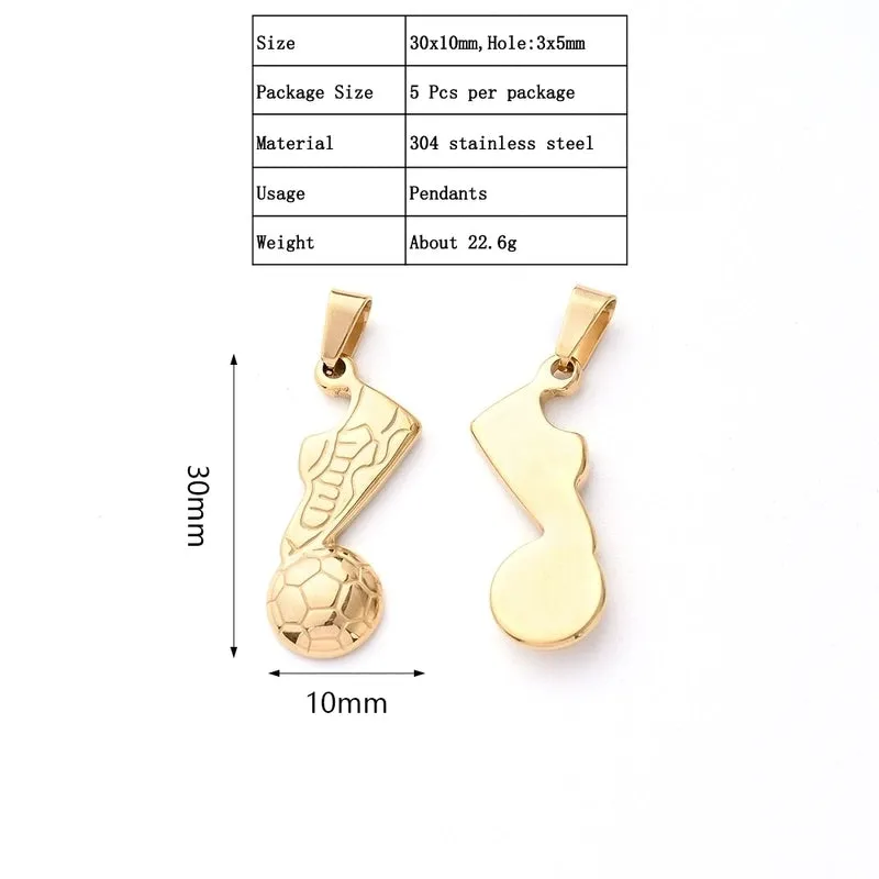 5 PCS/Package 18x15mm 30x10mm 3.5x6mm 3x5mm 304 Stainless Steel Gold Plated Earth Football Polished Pendant