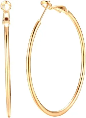 50mm Big Round Endless Hoop Earrings For Women Fashion Jewelry (yellow gold)