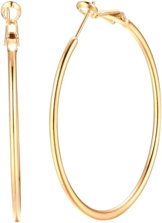 50mm Big Round Endless Hoop Earrings For Women Fashion Jewelry (yellow gold)