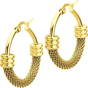 555Jewelry Medium Braided Mesh Stainless Steel Round Hoop Earrings for Women Hypoallergenic Hoops Earrings