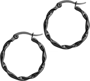 555Jewelry Medium Twisted Wire Round Stainless Steel Hoop Earrings for Women