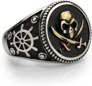 555Jewelry Skull Stainless Steel Rings Men, Biker Skull Rings for Men, Cool Gothic Vintage Ring, Antique Skeleton Death, US Size 8-13