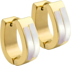 555Jewelry Stainless Steel & Shell Oval Hoop Huggie Earrings for Women & Girls