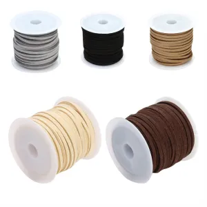 5pcs 3mm Faux Leather Suede Beading Cords Thread Velvet String for Jewelry