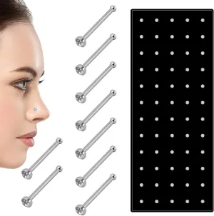 60 Pcs Nose Studs Nose Rings, 1.5 Mm Tragus Piercing Jewelry Nose Piercings Rhinestones, Stainless Steel Helix Piercing Jewelry Tiny for Women Men Tragus Nose Medusa Lip Labret