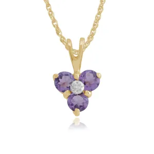 9 Karat Gelbgold 0,39 KT Blau Topas & Diamant Cluster Anhänger