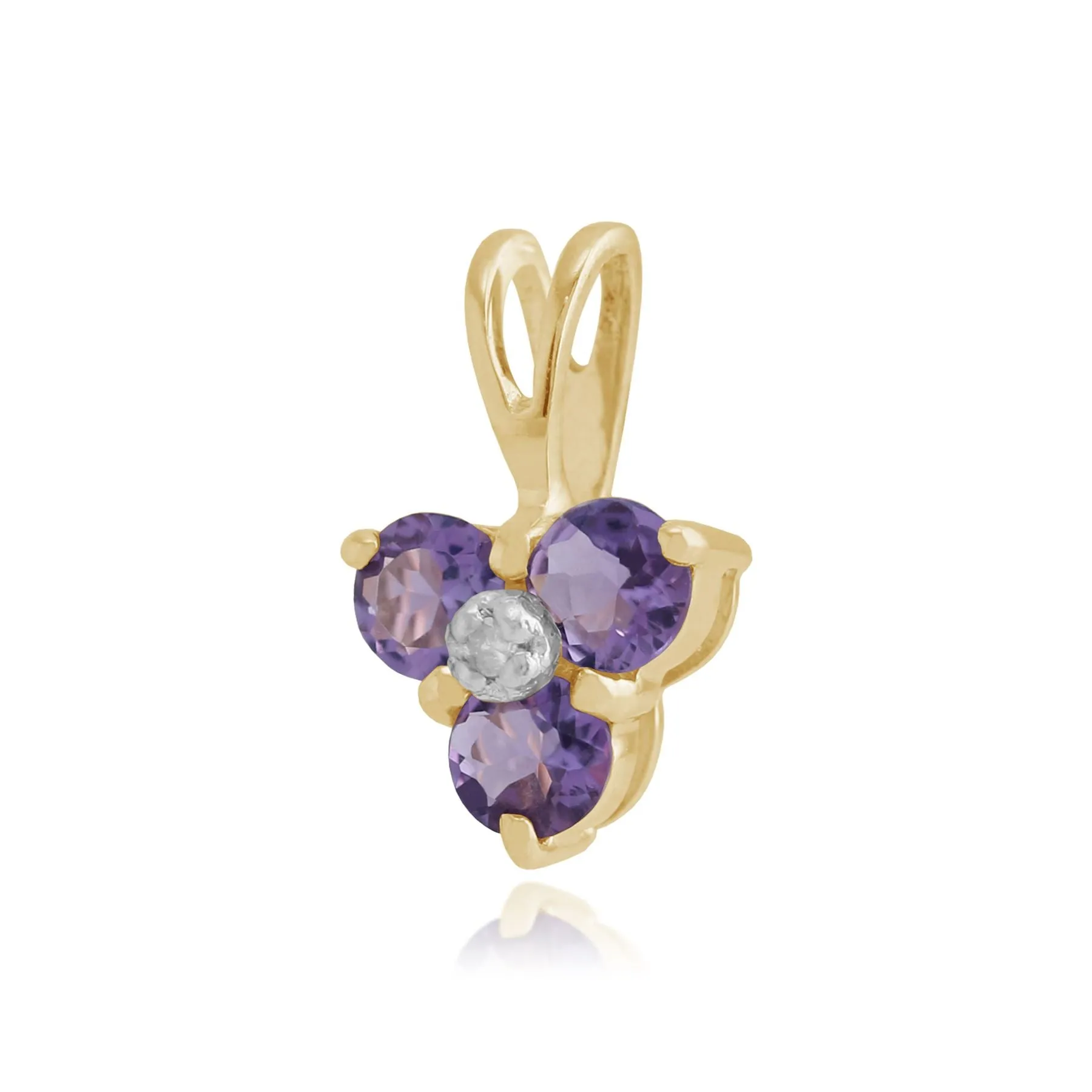 9 Karat Gelbgold 0,39 KT Blau Topas & Diamant Cluster Anhänger