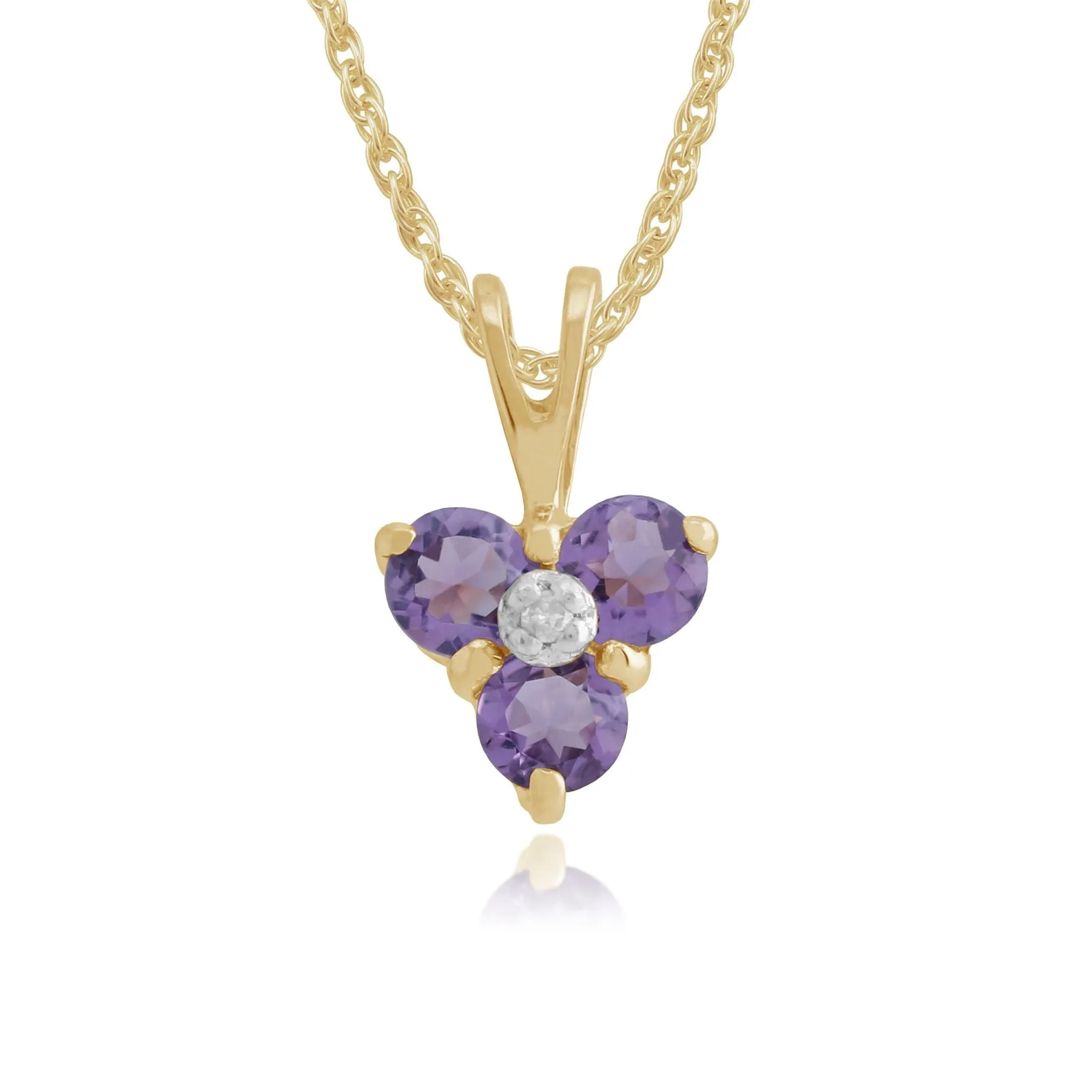9 Karat Gelbgold 0,39 KT Blau Topas & Diamant Cluster Anhänger