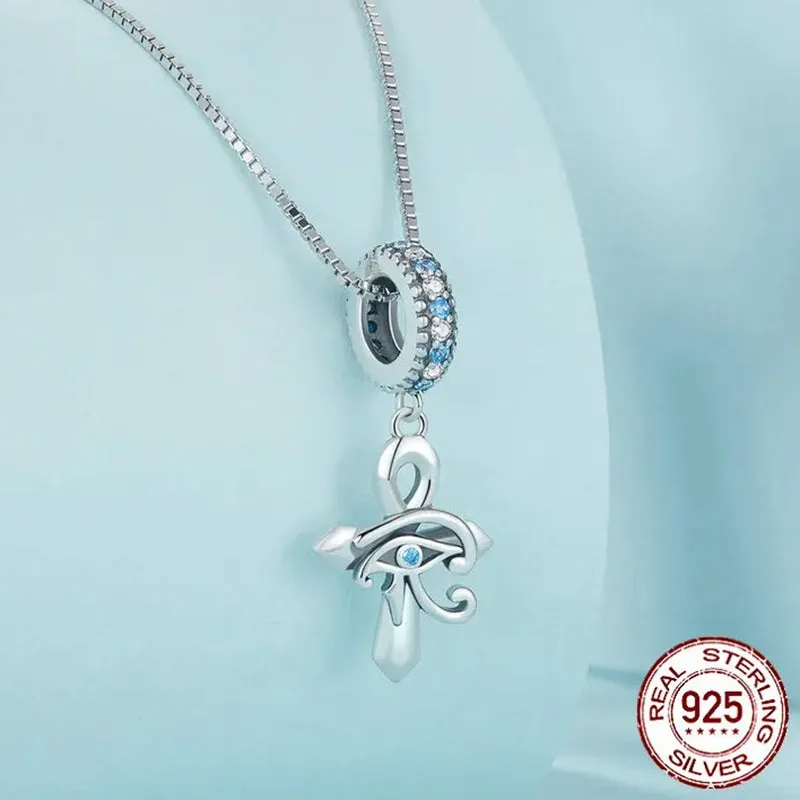 925 Sterling Silver Ancient Egypt Eye Of Horus Pendant Necklace Cross Charms Neck Chain for Women Birthday Fine Jewlery