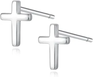 925 Sterling Silver Cross Earrings for Women, Small 14k Gold Plated Cubic Zirconia Earrings Studs Hypoallergenic for Women Gifts