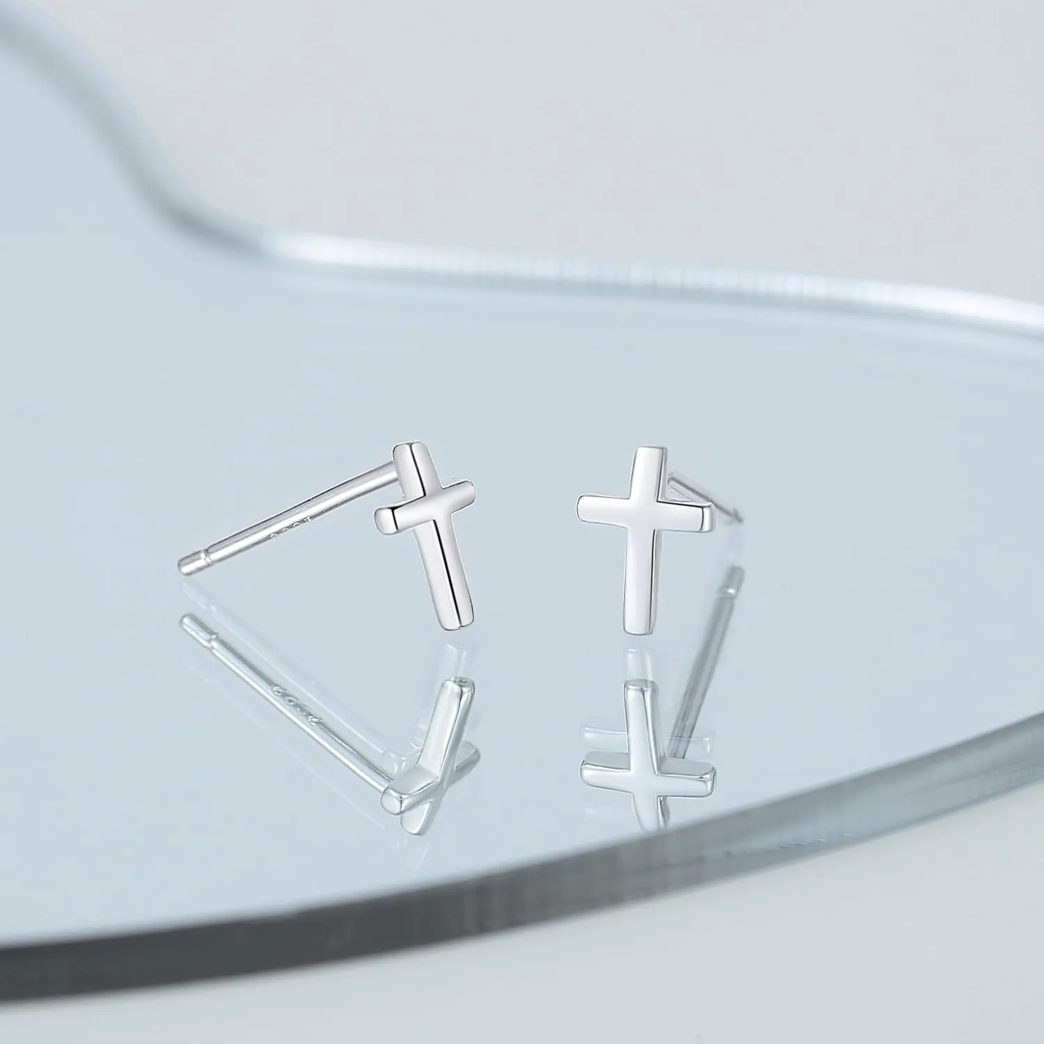 925 Sterling Silver Cross Earrings for Women, Small 14k Gold Plated Cubic Zirconia Earrings Studs Hypoallergenic for Women Gifts