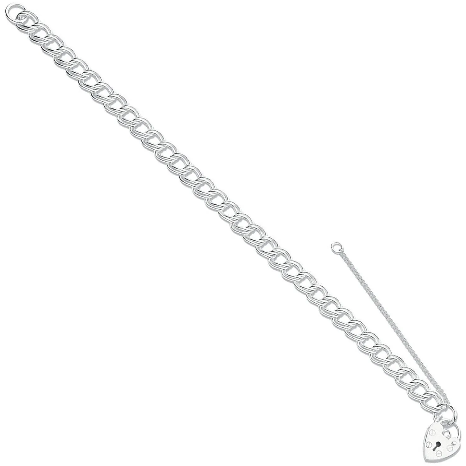 925 Sterling Silver Double Link Charm Bracelet 12.0g