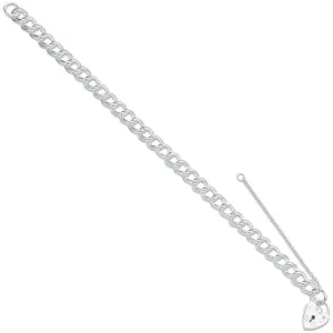 925 Sterling Silver Double Link Charm Bracelet 12.0g