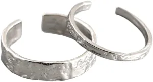 925 Sterling Silver Minimalist Hammered Textured Handmade Ring, 4.2mm Wide Ring Band   2mm Thin Knuckle Midi Stacking Ring, Adjustable Stackable Ring Size 6 to 9