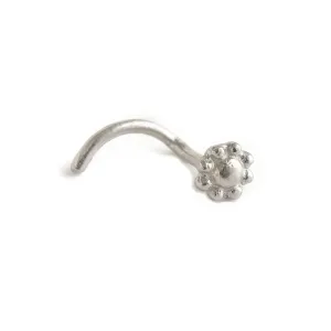 925 Sterling Silver Nose Stud, Unique Flower Nose Screw Piercing Jewelry, Indian Style, 20 Gauge, Handmade by Alagia