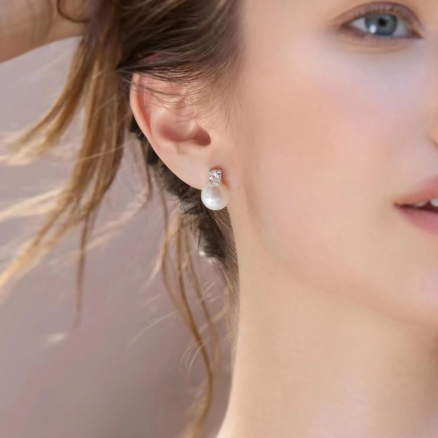 925 Sterling Silver Post Pearl Earrings Gold/Silver CZ Diamond Pearl Stud Earrings Bridesmaid Wedding Earrings Women Jewelry Gifts 6mm/8mm/10mm