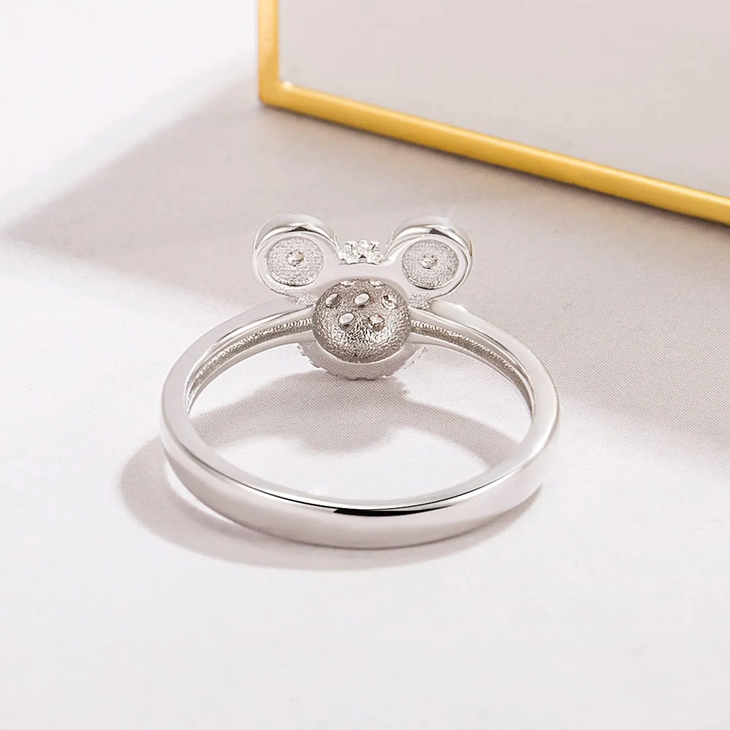 925 Sterling Silver Ring Woman Matte Design Mickey Ring Size 3-4-5-6-7-8-9# Real Solid Silver Charm Jewelry Gift