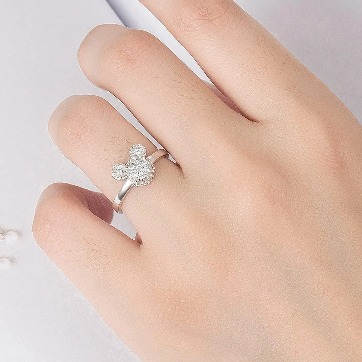925 Sterling Silver Ring Woman Matte Design Mickey Ring Size 3-4-5-6-7-8-9# Real Solid Silver Charm Jewelry Gift