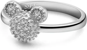 925 Sterling Silver Ring Woman Matte Design Mickey Ring Size 3-4-5-6-7-8-9# Real Solid Silver Charm Jewelry Gift
